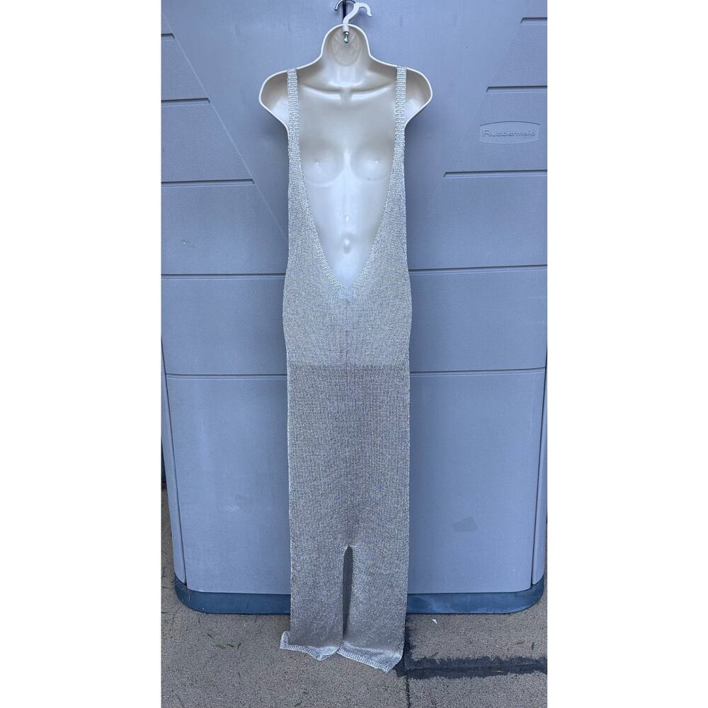 NWT Superdown Egon Gold Metallic Knit Maxi Dress Sz L Backless Party Resort Beac - Picture 9 of 14